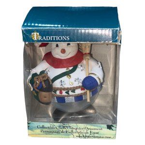 Vintage Traditions Collectible Snowmen Christmas Tree Ornament Holiday 5" Tall.